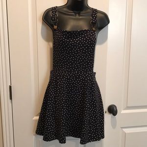 Black polka dot pinafore/overall dress